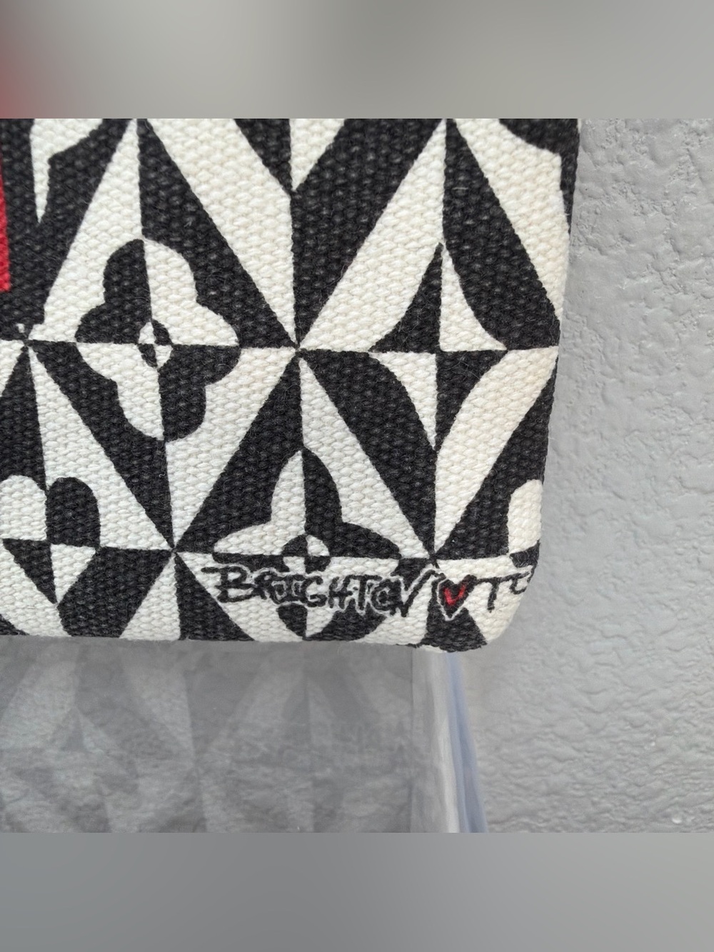 Brighton Canvas Zipper Pouch Makeup Cosmetic Travel Bag LOVE Black Red NWOT - Picture 3 of 5